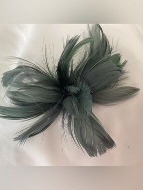Petite Blue/ green teal Feather Fascinator Hair Clip, brooch pin. Handmade